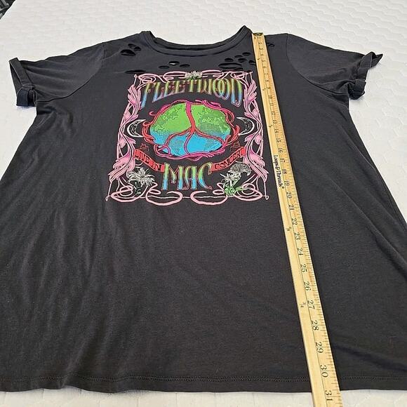 Fleetwood Mac Womens Distressed Graphic T-shirt Sz 2 Gray Colorful Rock Concert - Picture 6 of 6
